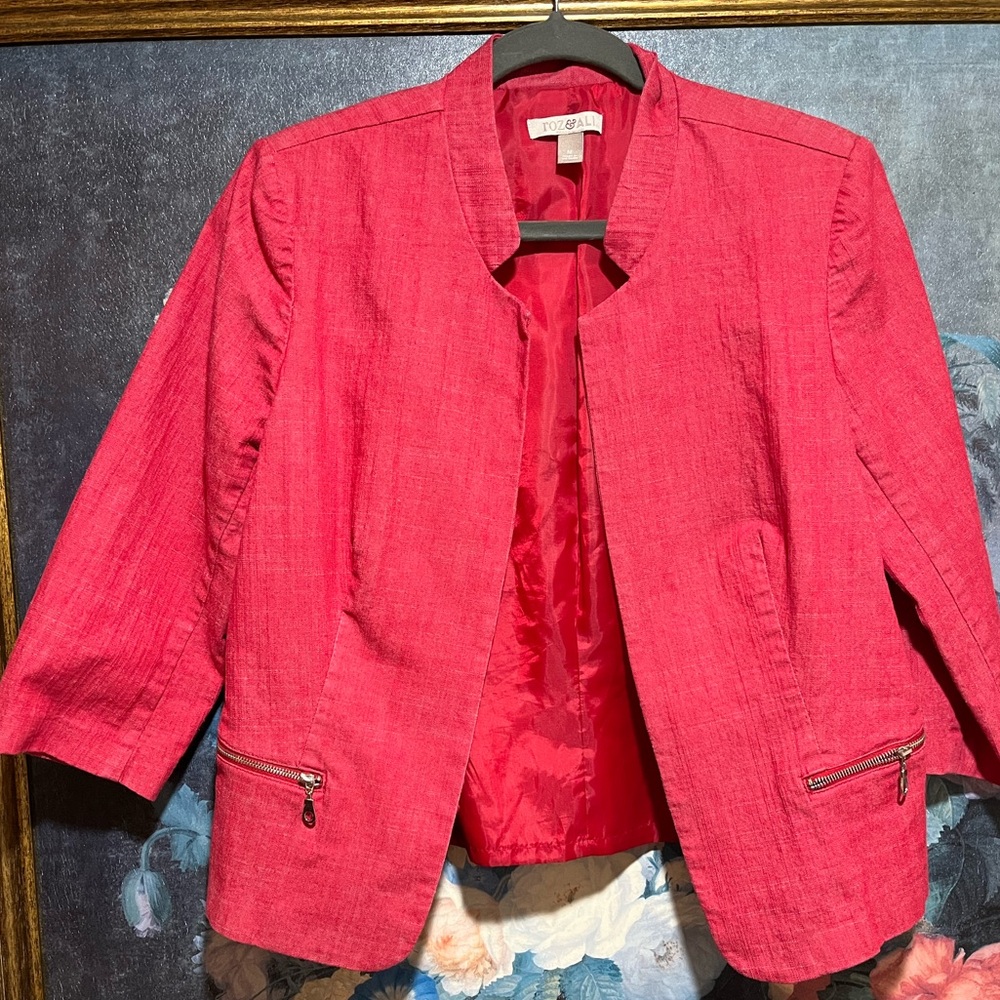 Roz & Ali Cranberry Red Denim Women's Jacket